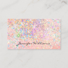 Elegante pastel roze goud holografische glitters visitekaartje