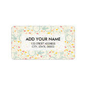 Elegante pastel roze groene lente bloemenfiets etiket (Voorkant)