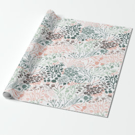 Elegante pastel roze groene munt bloemige botanisc cadeaupapier