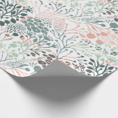 Elegante pastel roze groene munt bloemige botanisc cadeaupapier (Hoek)