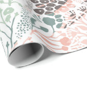 Elegante pastel roze groene munt bloemige botanisc cadeaupapier (Rol Hoek)