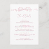 Elegante pastel roze hand getekende boog bruiloft  informatiekaartje (Voorkant)