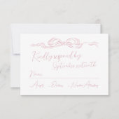 Elegante pastel roze hand getekende boog bruiloft RSVP kaartje (Voorkant)