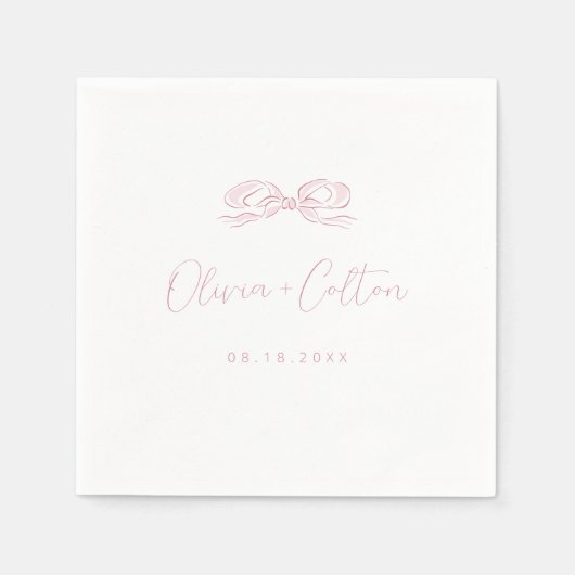 Elegante pastel roze hand getekende boog bruiloft servet (Voorkant)