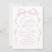 Elegante pastel roze hand getekende boog koppels d kaart (Voorkant)