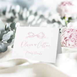 Elegante Pastel Roze Handgetekende Boog Bruiloft Bedankkaart