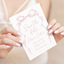Elegante Pastel Roze Handgetekende Strik Save The