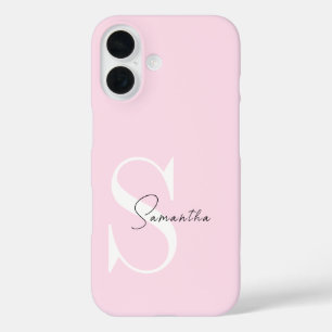Elegante pastel roze monogram iPhone hoesje