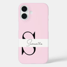 Elegante pastel roze monogram iPhone hoesje
