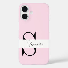 Elegante pastel roze monogram iPhone hoesje