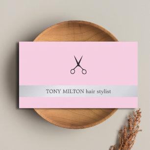 Elegante Pastel Roze Nep Zilver Haarstylist  Visitekaartje
