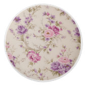 Elegante pastel roze & Paarse tuin bloeit Keramische Knop (Voorkant)