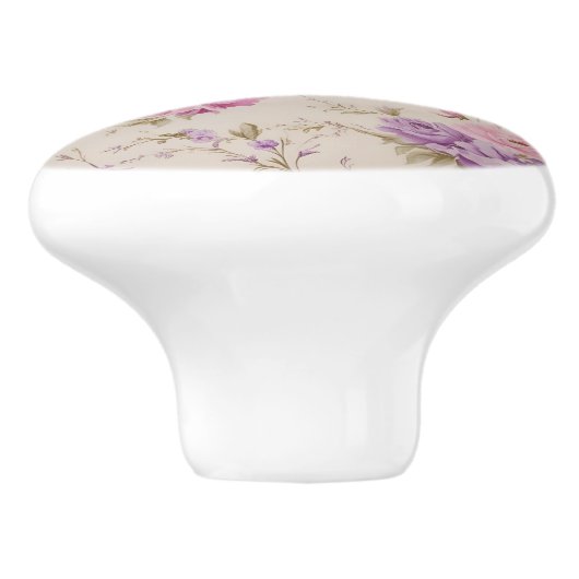 Elegante pastel roze & Paarse tuin bloeit Keramische Knop (Zijkant)