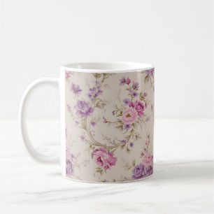 Elegante pastel roze & Paarse tuin bloeit" Koffiemok