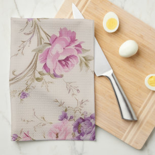 Elegante pastel roze & Paarse tuin bloeit Theedoek
