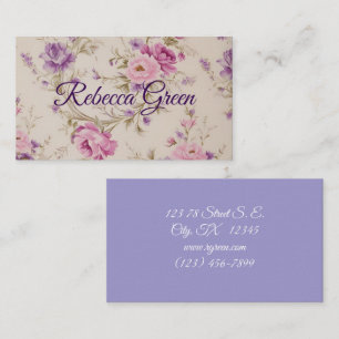 Elegante pastel roze & Paarse tuin bloeit Visitekaartje