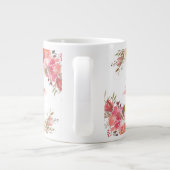 Elegante Pastel Roze Perzik Roos Floral Naam Grote Koffiekop (Achterkant)