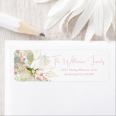 Elegante pastel roze Poinsettia vakantie terug Etiket (Insitu)