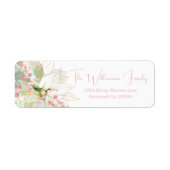 Elegante pastel roze Poinsettia vakantie terug Etiket (Voorkant)