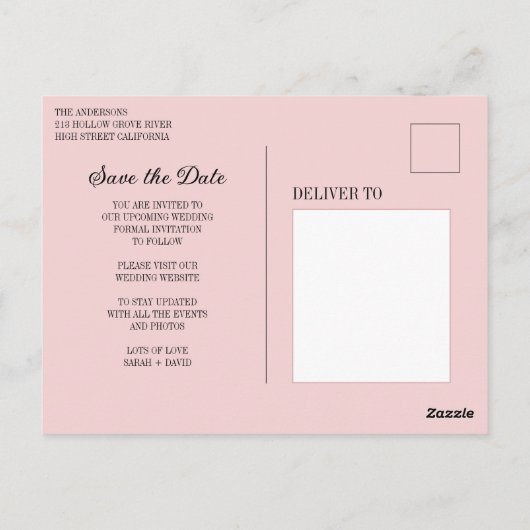 Elegante pastel roze rand landschap foto briefkaart (Achterkant)