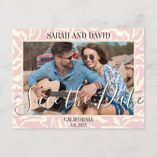 Elegante pastel roze rand landschap foto briefkaart (Voorkant)