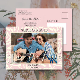 Elegante pastel roze rand landschap foto briefkaart