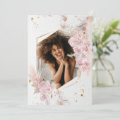 Elegante Pastel Roze Rose Bloemen Afstuderen Foto Kaart (Staand voorkant)