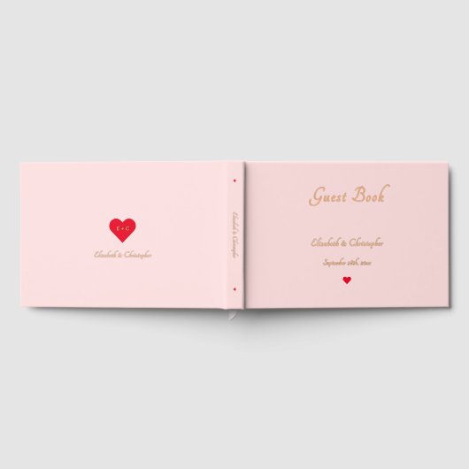 Elegante Pastel Roze Rose Gouden Bruiloften Jubile Gastenboek (Volledig)