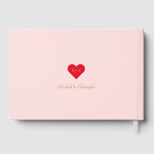 Elegante Pastel Roze Rose Gouden Bruiloften Jubile Gastenboek (Achterkant)