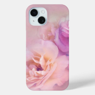 Elegante pastel roze rozen iPhone 15 case
