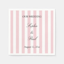 Elegante pastel roze strepen bruiloft servetten