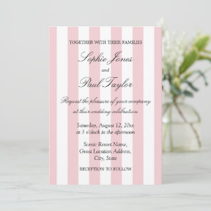 Elegante pastel roze strepen trouw uitnodiging