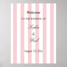 Elegante pastel roze strepen trouw welkom poster