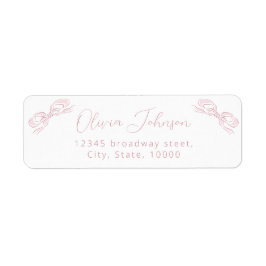 Elegante pastel roze strik retour adres label