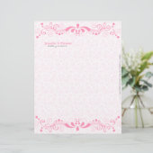 Elegante pastel roze tinten  bloemenkant gepersonaliseerd briefhoofd (Staand voorkant)