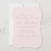 Elegante pastel roze toon op toon strepen bruiloft kaart (Voorkant)
