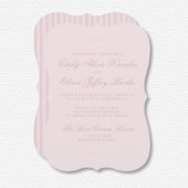 Elegante pastel roze toon op toon strepen bruiloft kaart