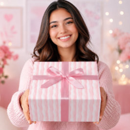 Elegante Pastel Roze Waterverf Golvende Strepen Cadeaupapier