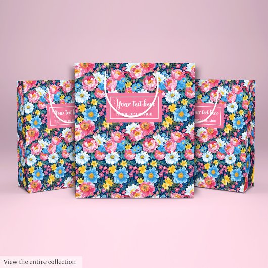 Elegante pastel roze waterverf monogram geschenkta medium cadeauzakje