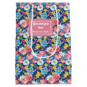 Elegante pastel roze waterverf monogram geschenkta medium cadeauzakje (Achterkant)