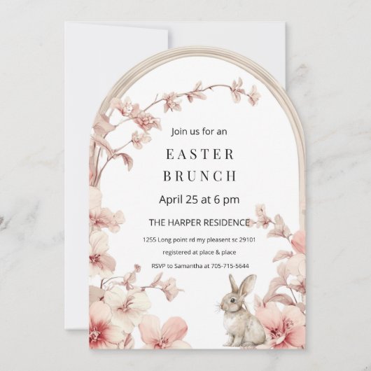 Elegante Pastel Roze & Witte Bloemboog Pasen Kaart (Voorkant)