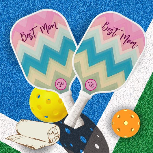 Elegante Pastel Roze Zig-zag Douce Geschenk Beste Pickleball Paddle