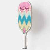 Elegante Pastel Roze Zig-zag Douce Geschenk Beste Pickleball Paddle (Links)