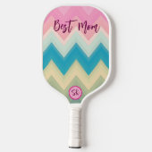 Elegante Pastel Roze Zig-zag Douce Geschenk Beste Pickleball Paddle (Achterkant)