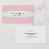 Elegante pastel roze zilver gestreept professional visitekaartje (Voorkant / Achterkant)