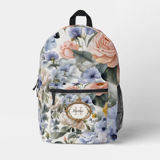 Elegante pastel Rozen en pioenen met  Lijst Bedrukte Rugzak (Voorkant)