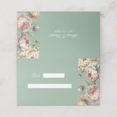 Elegante pastel salie groen blush pioenrozen plaatskaartje (Buitenkant ongevouwen)