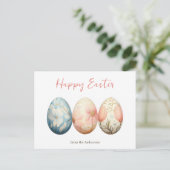 Elegante Pastel Spring Floral Easter Eggs Feestdagenkaart (Staand voorkant)