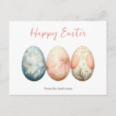 Elegante Pastel Spring Floral Easter Eggs Feestdagenkaart (Voorkant)