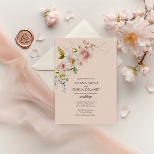 Elegante Pastel Spring Floral Wedding Kaart